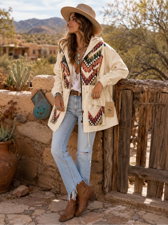 Catalina Orginals Jackets & Blazers - NWT Catalina Originals 100% Cotton Southwestern Embroidered Hooded UtilityJacket
